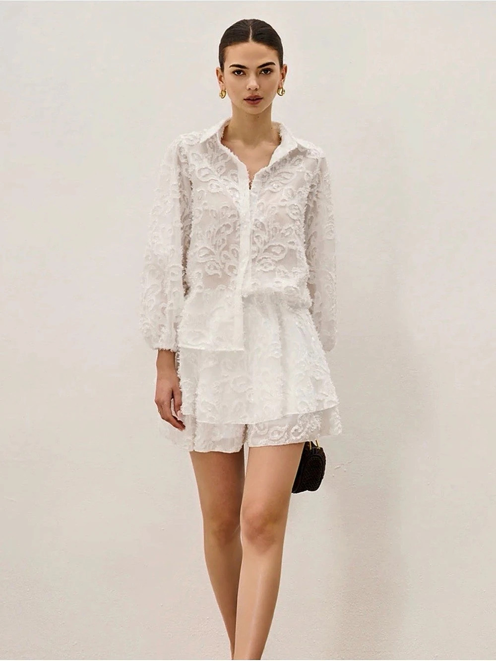 Sheer Embroidered Shorts Set !! COMMENSE